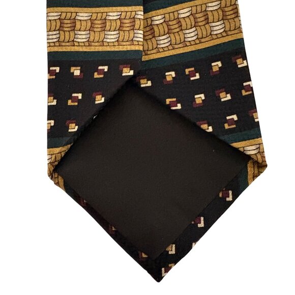 Surrey Silk Tie Black Gold Geometric Mens Necktie USA Office Work Formal Gift - Picture 4 of 9
